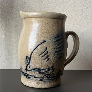 Maple City Pottery Salt Glaze pitcher with Hen